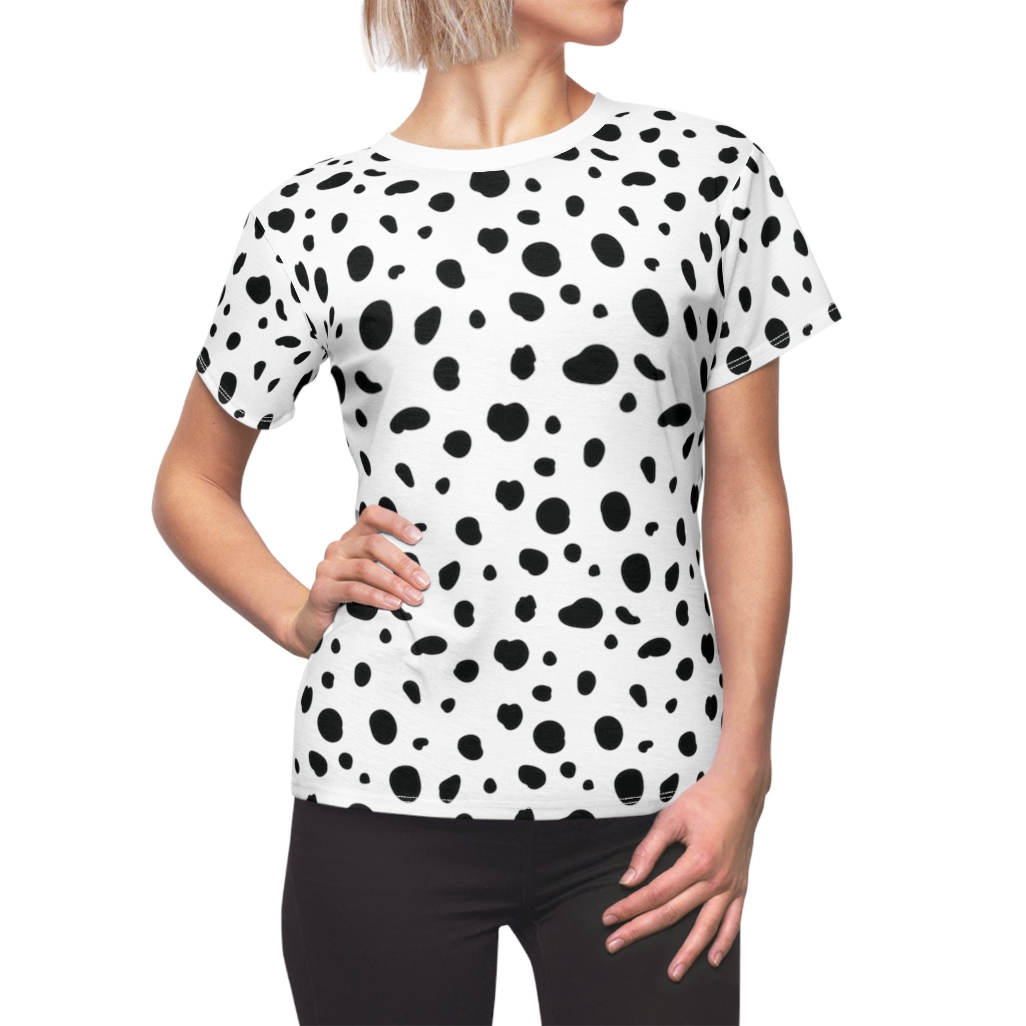 Dog Dalmatian Costume Red Collar All Over Womens T-Shirt - White - 2XL