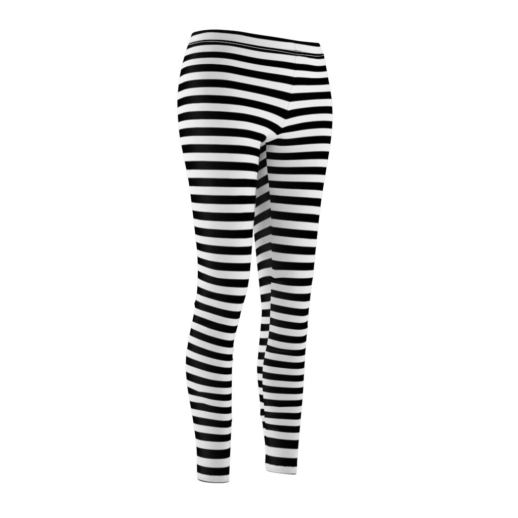 horizontal black and white striped leggings
