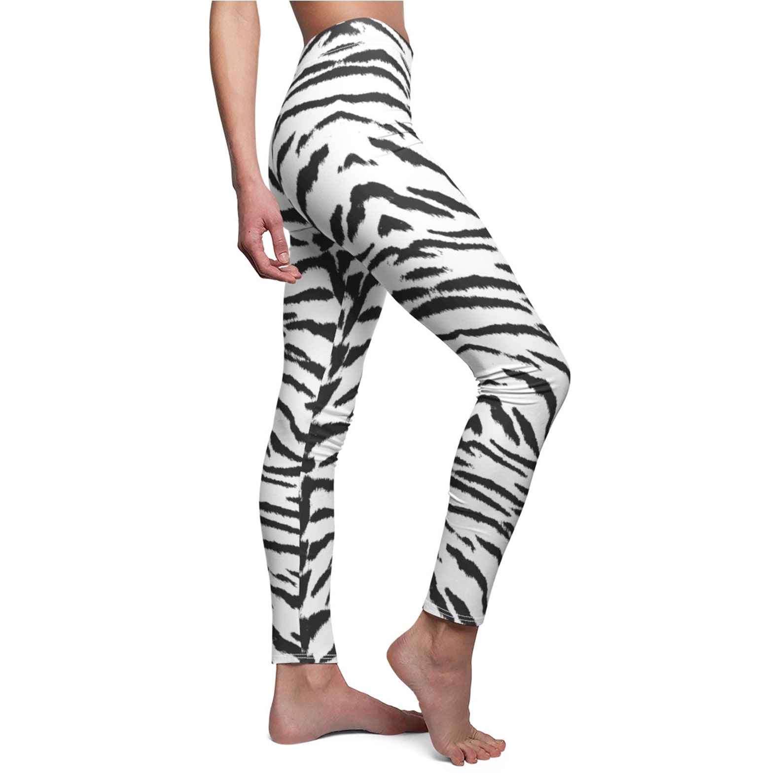 Weiße Tiger Print Leggings Animal Leggings Tiger Yoga Hose Etsy
