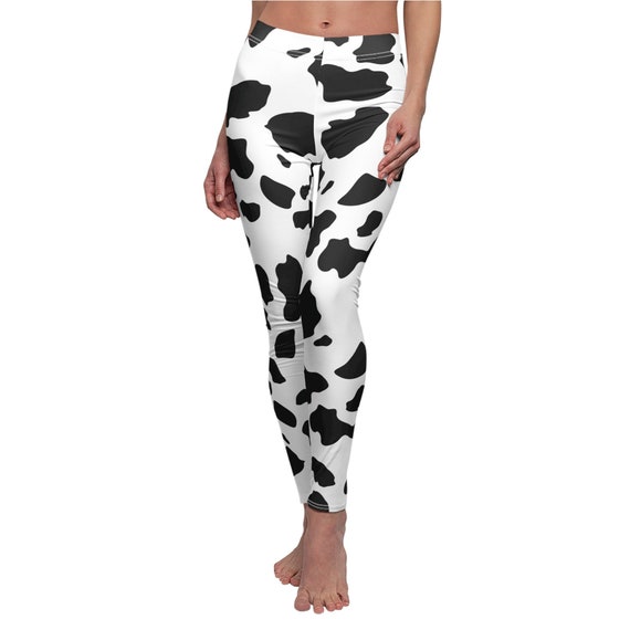 Cow Print Womens Leggings, Cow Yoga Pants, Animal Print Leggings