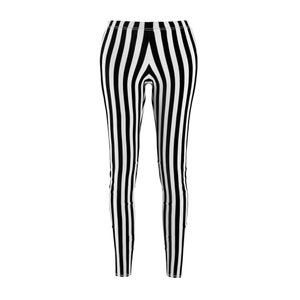 Black White Striped Leggings, Stripe Leggings, Stretch Pants, Yoga ...