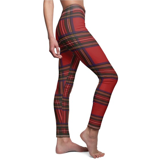 red plaid stretch pants