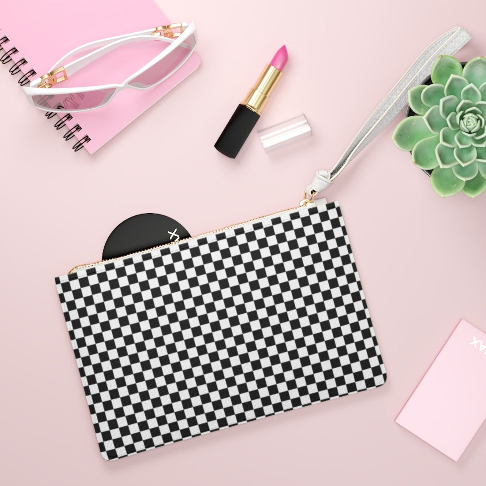 Black White Checkerboard Bag Checkered Clutch Bag Chessboard | Etsy