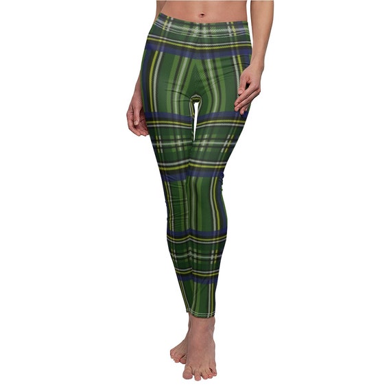 Green Plaid Leggings, Tartan Leggings, Womens Leggings, Plus Size