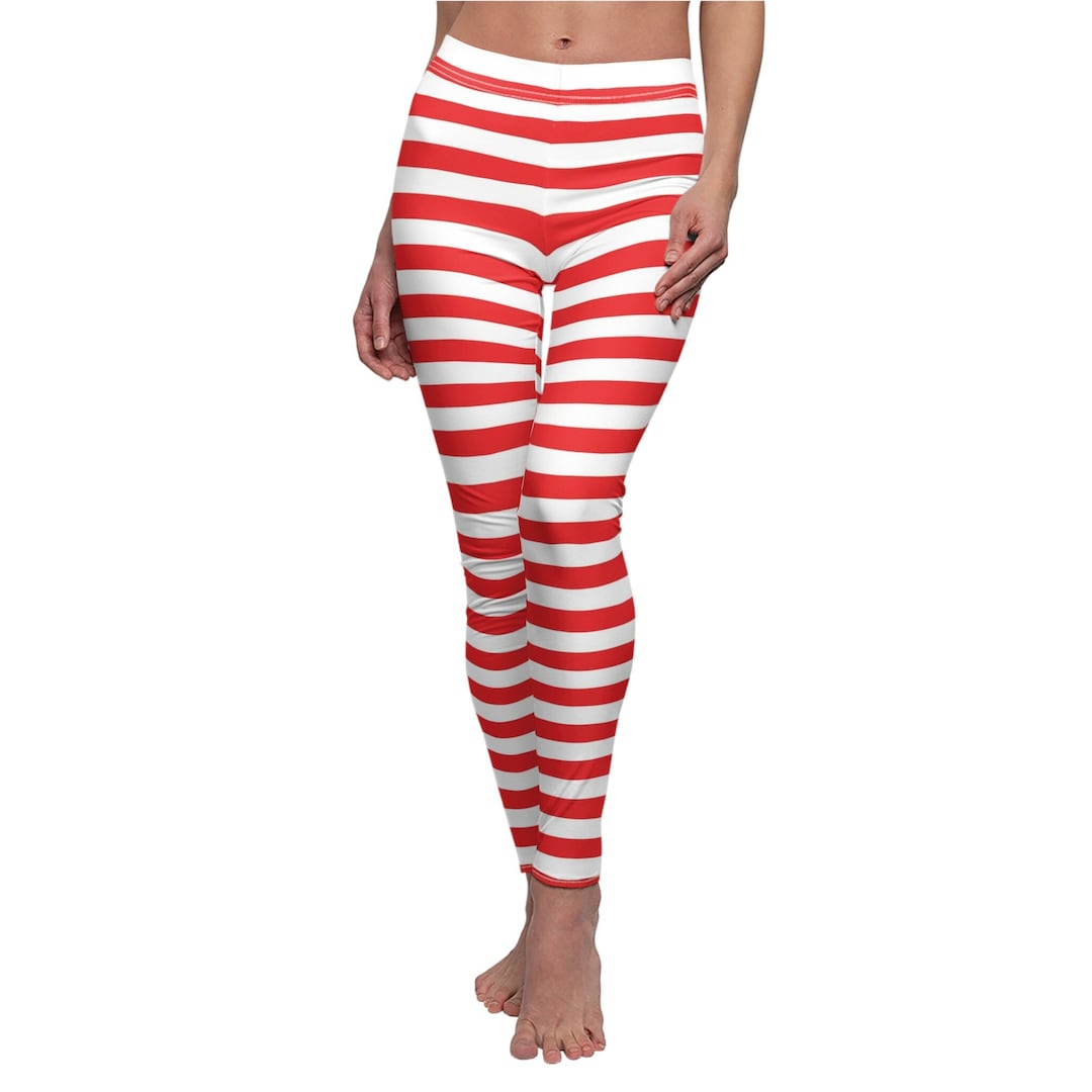 Red White Horizontal Striped Womens Leggings Stripe Yoga Etsy — free download