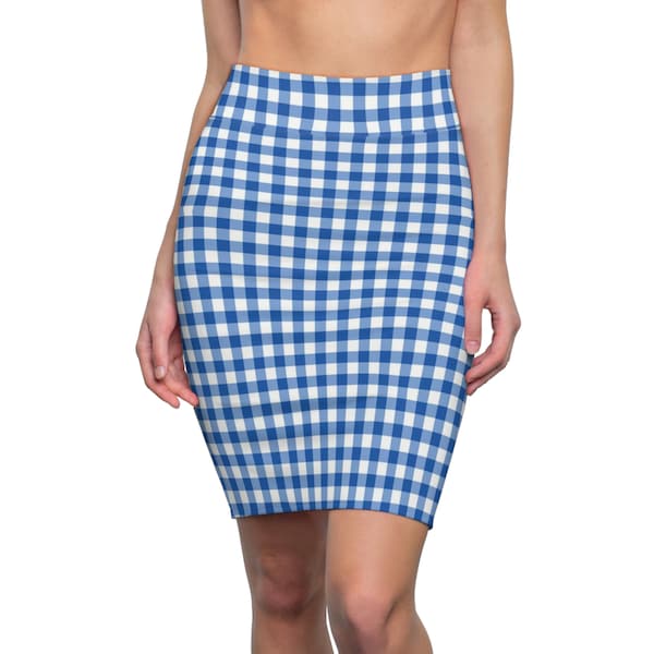 Blue and White Gingham Skirt Etsy