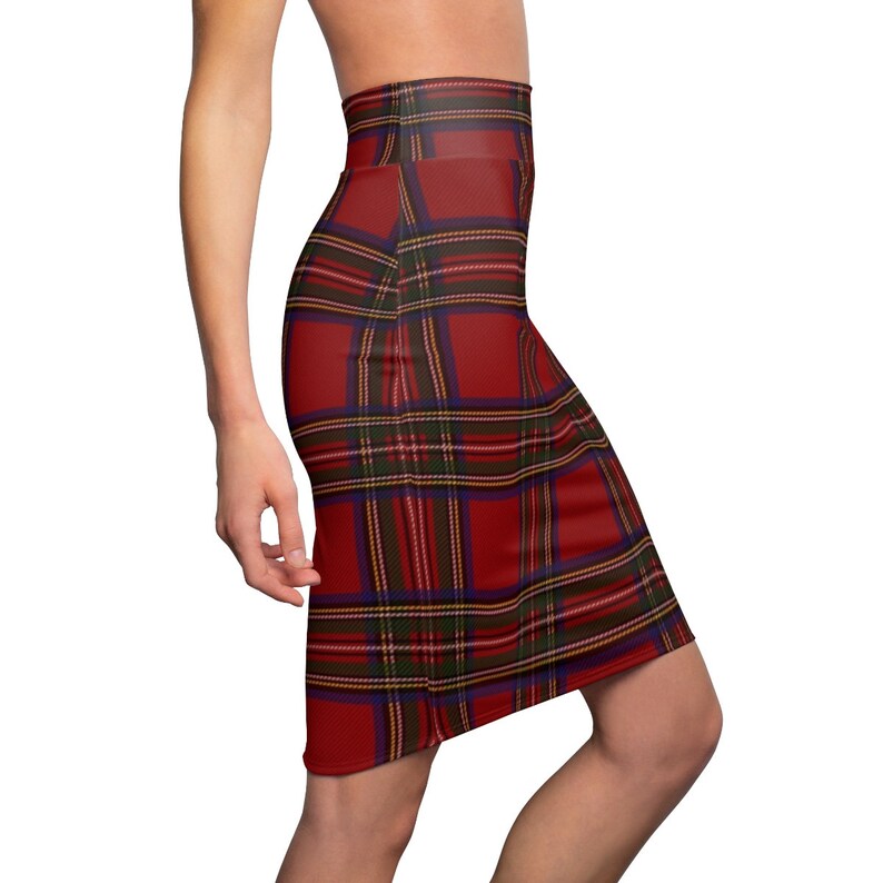 Red Plaid Skirt Red Tartan Stretch Skirt Womens Skirt Ladies Etsy