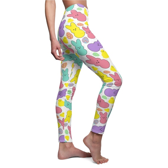 Easter Bunny Womens Leggings, Easter Stretch Pants, Teen Leggings