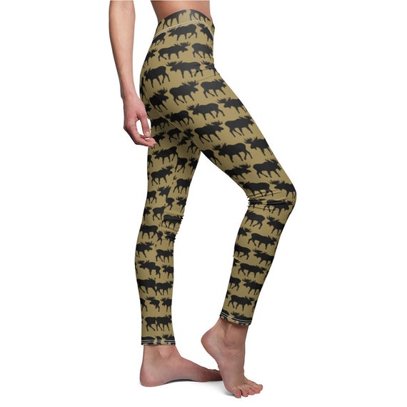 Moose Leggings, Woodland Leggings, Lumberjack Stretch Pants, Plus Size Leggings, Teen Leggings