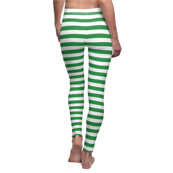 Medium Green White Horizontal Striped Womens Leggings, Horizontal Stripe,  Stripe Yoga Pants, Plus Size Leggings, Teen Leggings -  Canada