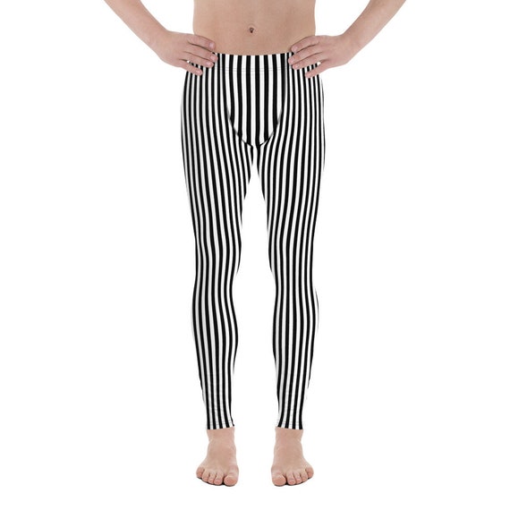 Leggings de rayas blancas y negras para hombre, pantalones