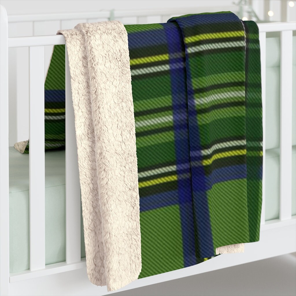 Green Plaid Blanket Tartan Blanket Sherpa Fleece Blanket Etsy