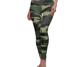 Army Camouflage Print Highwaist Leggings Pants Sheer Side Panel GY13024