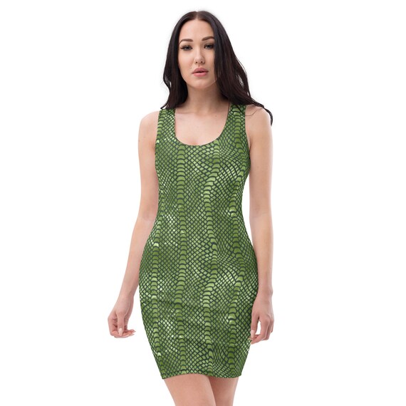 Green snakeskin bodycon best sale dress