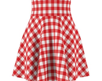 Falda skater Gingham roja, falda a cuadros, falda de mujer, falda de talla grande, falda adolescente