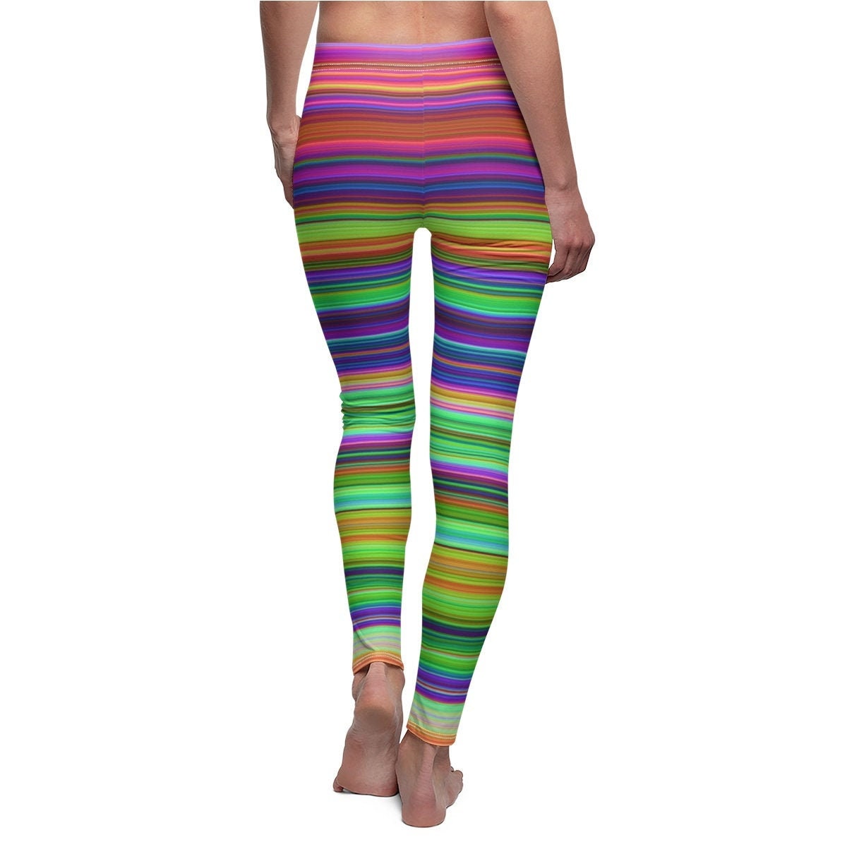 Rainbow Color Stripes printed Yoga legging Super Elastic Yoga Pants Slim legging 