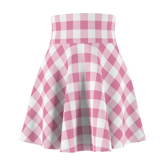 Gonna da donna a quadretti rosa bianca gonna a pieghe scozzese