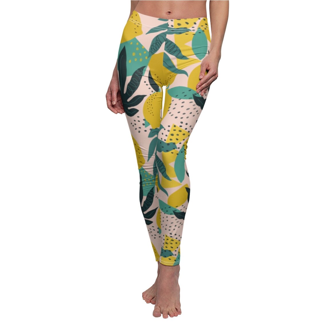 Lemon Leggings Lemon Stretch Pants Leaf Leggings Fruit Etsy