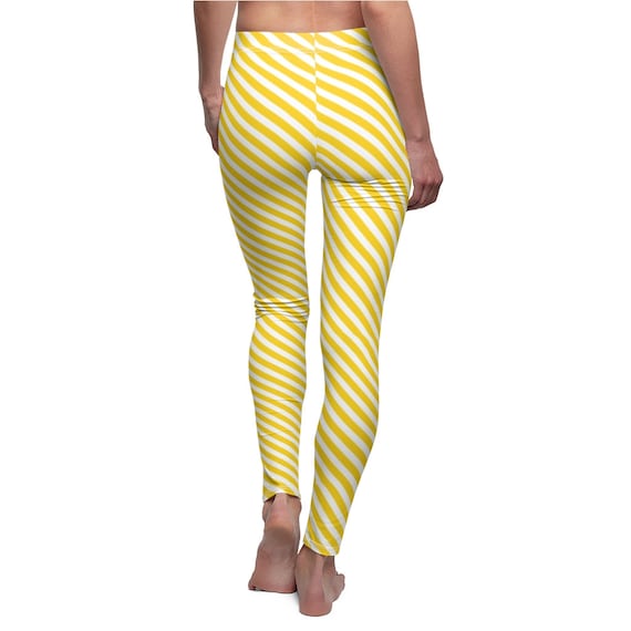 Yellow White Striped Leggings, Womens Stripe Leggings, Plus Size Leggings,  Teen Leggings -  Canada