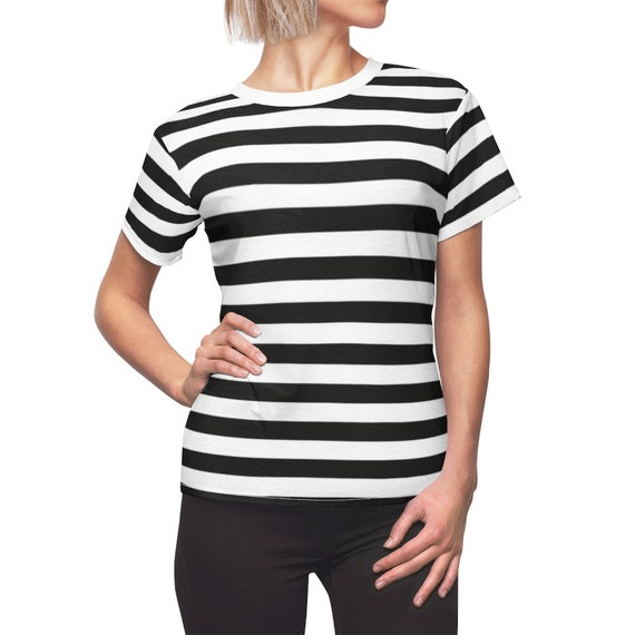 Camiseta de mujer rayas blancas negras camisa de rayas - Etsy México