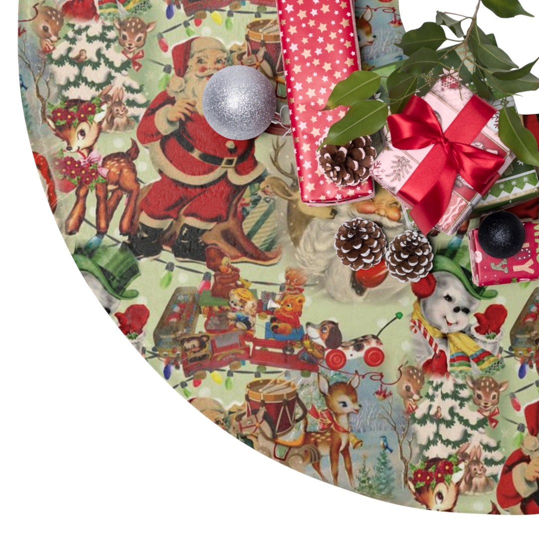 Vintage Christmas Tree Skirt Retro Tree Skirt Mid Century Etsy