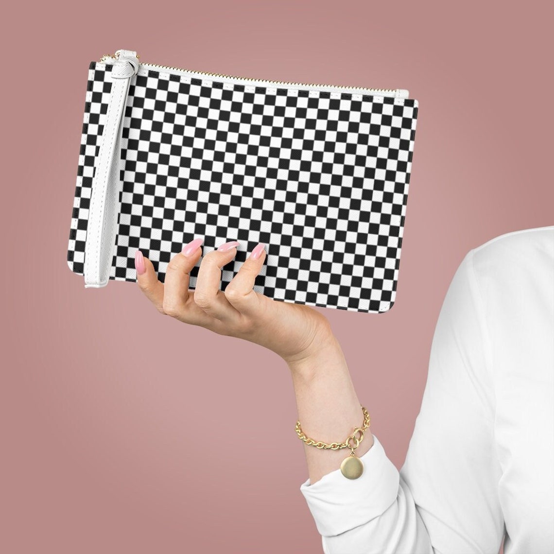 Black White Checkerboard Bag Checkered Clutch Bag Chessboard | Etsy
