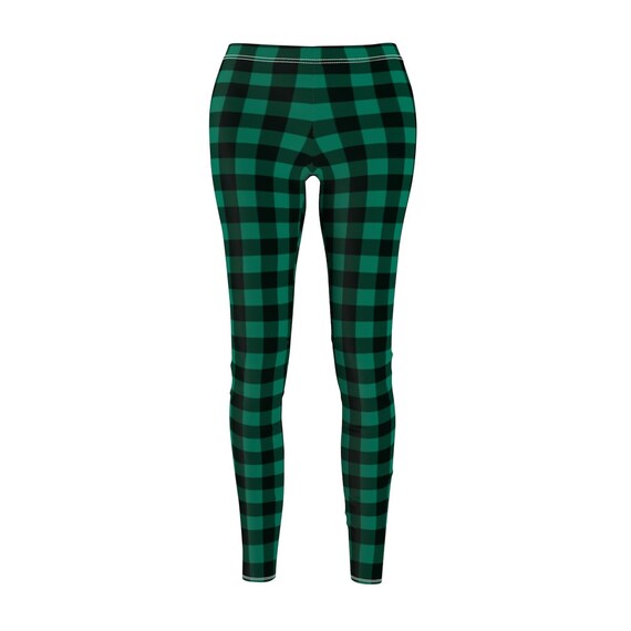 Dark Green Black Buffalo Plaid Leggings 