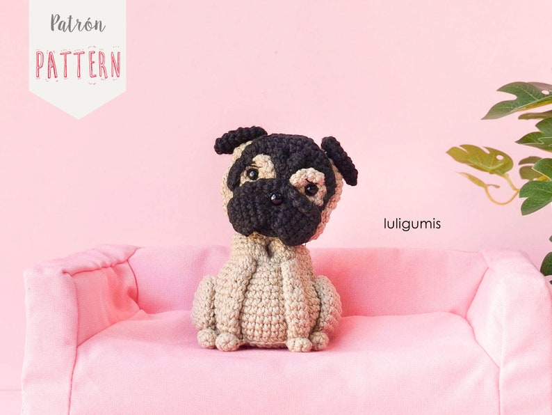 Pug crochet pattern dog amigurumi pattern Carlino crochet pattern pet amigurumi pattern keychain crochet pattern image 3