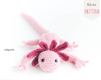 Axolotl crochet pattern animal axolotl amigurumi pattern animal axolotl pattern pink animal crochet pattern exotic animal crochet pattern