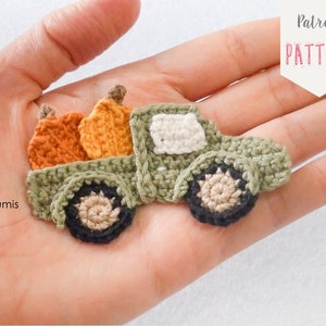 Fall truck applique crochet pattern pumpkin pick-up truck thanksgiving applique crochet pattern autumn decor crochet pattern