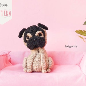 Pug crochet pattern dog amigurumi pattern Carlino crochet pattern pet amigurumi pattern keychain crochet pattern image 1