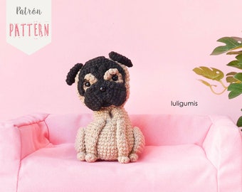 Pug crochet pattern dog amigurumi pattern Carlino crochet pattern pet amigurumi pattern keychain crochet pattern