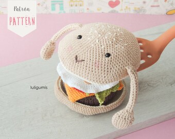 Burger amigurumi pattern, burger crochet pattern, food amigurumi pattern, food crochet pattern
