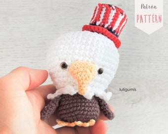 American eagle amigurumi pattern 4th july crochet pattern USA eagle crochet pattern Independence day favors amigurumi pattern eagle pigeon