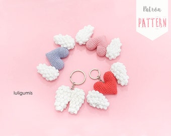 Heart crochet pattern wings amigurumi winged heart crochet pattern keychain baby shower crochet pattern baby loss Valentines crochet pattern