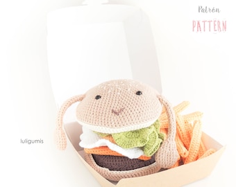 Burger and Fries Crochet Pattern: Fast Food Amigurumi (PDF Pattern)