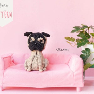 Pug crochet pattern dog amigurumi pattern Carlino crochet pattern pet amigurumi pattern keychain crochet pattern image 9