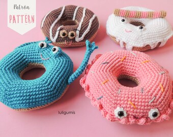 Donuts crochet pattern, donut amigurumi pattern, food amigurumi pattern, cute food crochet pattern