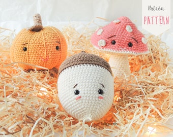 Fall amigurumi pattern autumn crochet pattern Thanksgiving Day amigurumi pattern mushroom crochet pattern acorn amigurumi pattern pumpkin