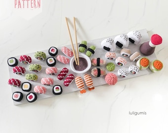 Sushi crochet pattern crochet food nigiri crochet pattern crochet onigiri japan crochet pattern crochet rolls sushi amigurumi pattern