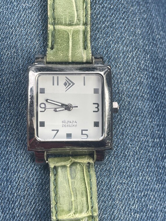 Silpada Designs Watch Women 29mm Silver Tone Green Leather  display picture 1