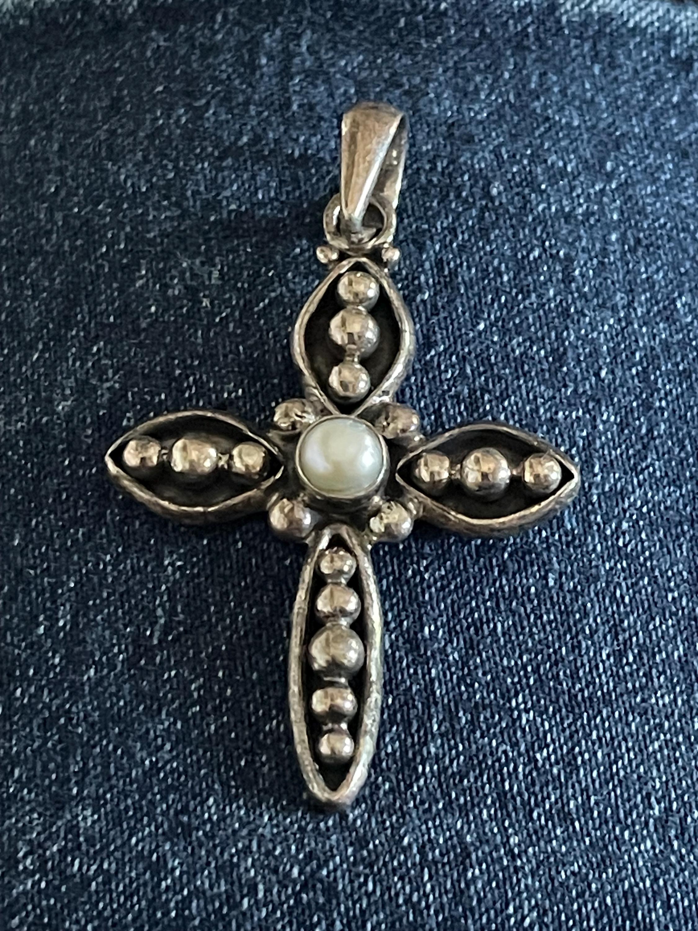 Pendentif Croix Silpada En Argent Massif - Incrustation De Pierre, Modèle Vintage S0971