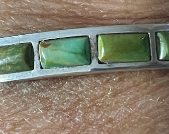Silver Cuff  Bracelet: Green/ brown inlaid stones
