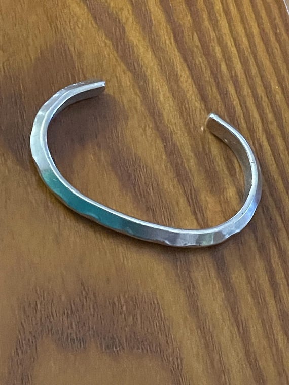 Silver Cuff Heavy Bracelet: Triangular design - image 2