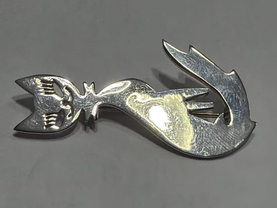 Taxco Mexico Sterling Silver cat Brooch
