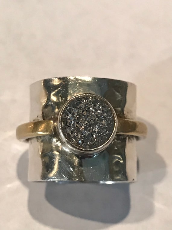 Silver Hammered YS Grass Ring - image 1