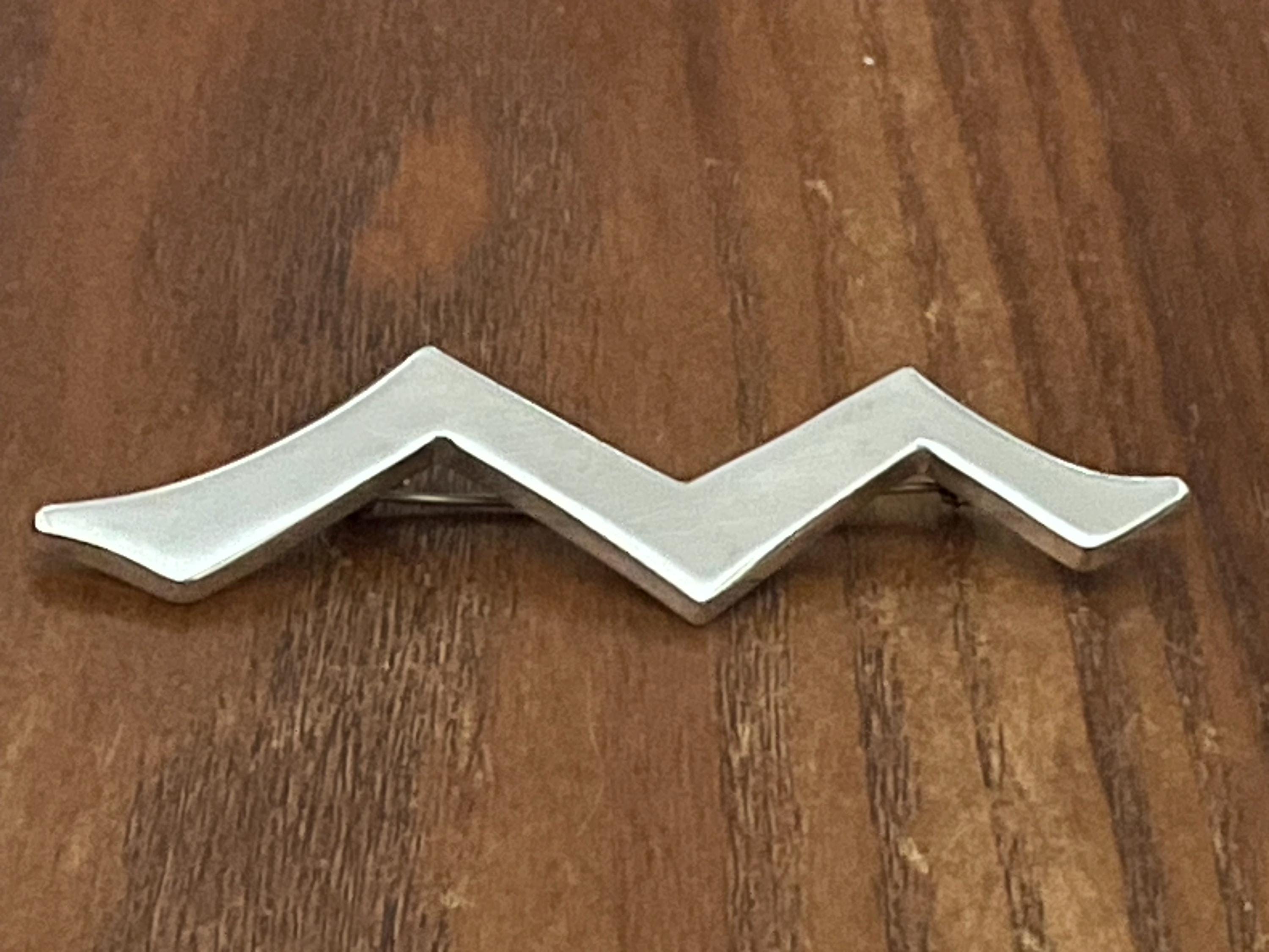 Vintage Mexican Sterling Silver 925 Zigzag Brooch, Stamped 925