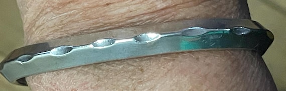 Silver Cuff Heavy Bracelet: Triangular design - image 1