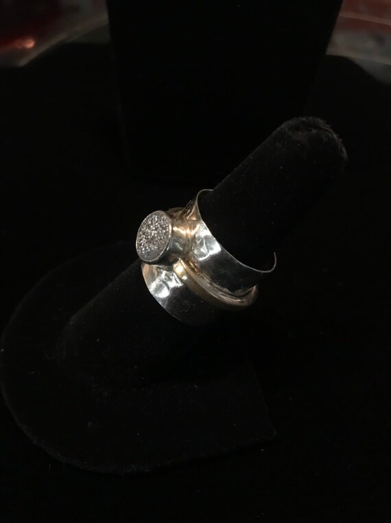 Silver Hammered YS Grass Ring - image 3