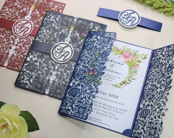 lace wedding invitations etsy